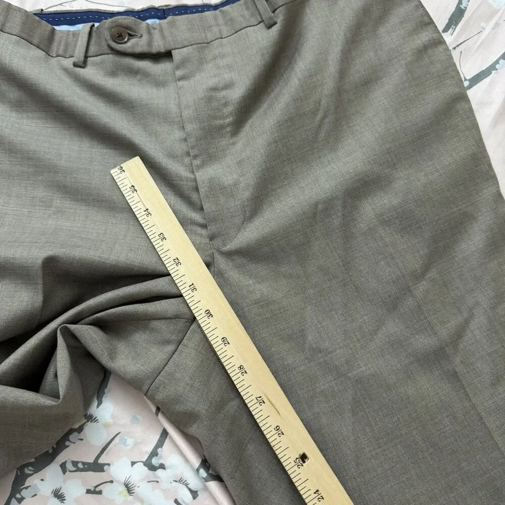 Peter Millar Wool Dress Pants Mens 42R Gray Straight Leg Flat Front Career